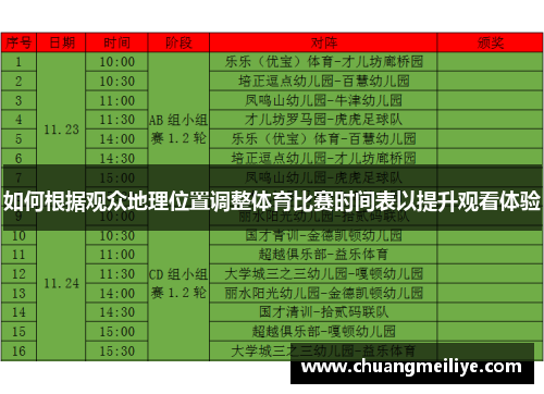 如何根据观众地理位置调整体育比赛时间表以提升观看体验