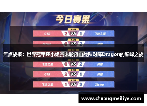 焦点战报：世界冠军杯小组赛末轮舟山战队对阵Dragon的巅峰之战